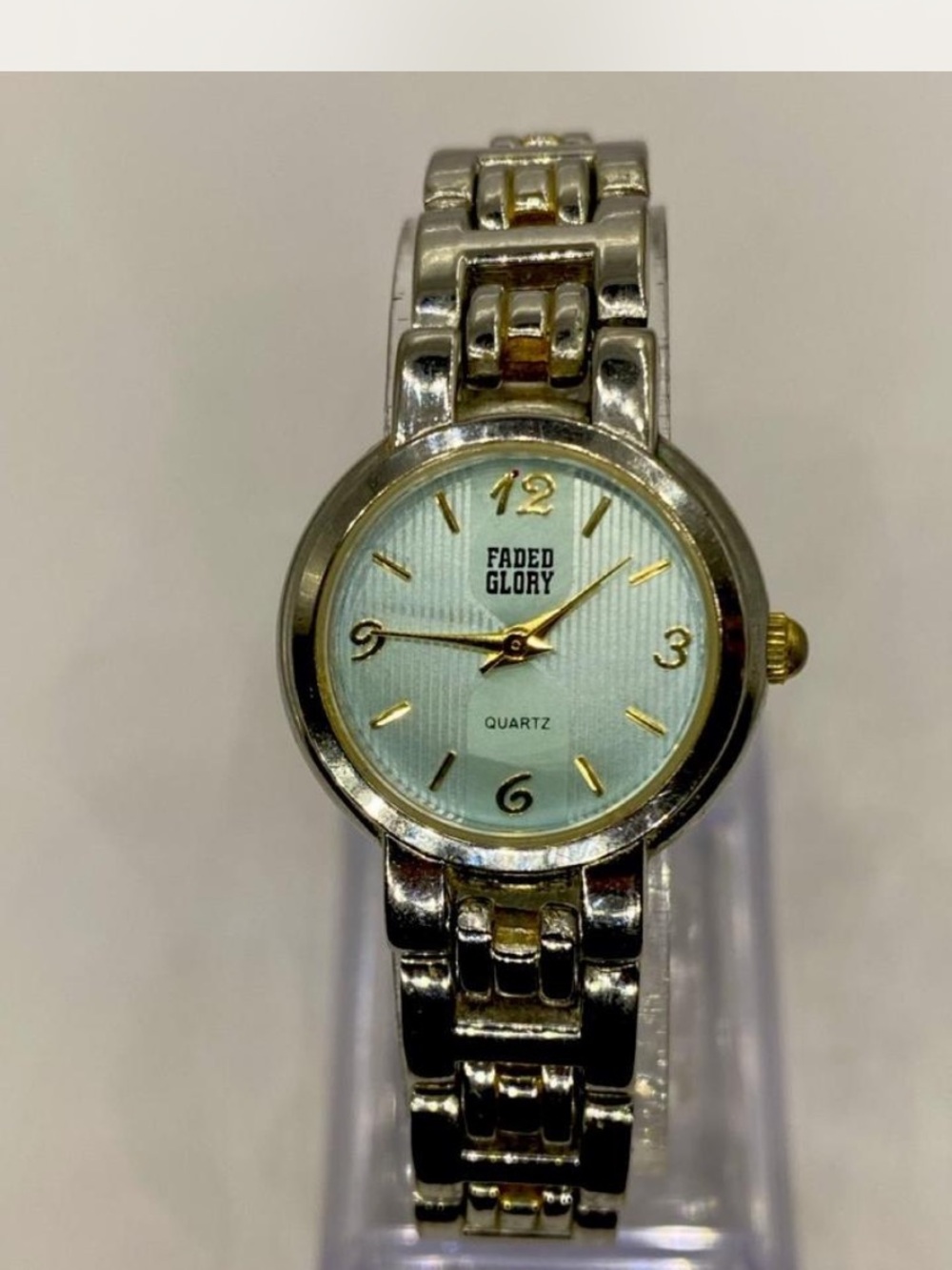 *** Faded Glory ^^^ Two-Tone Silver & Gold Watch / Powder Blue facet ***